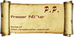 Presser Péter névjegykártya