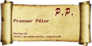 Presser Péter névjegykártya